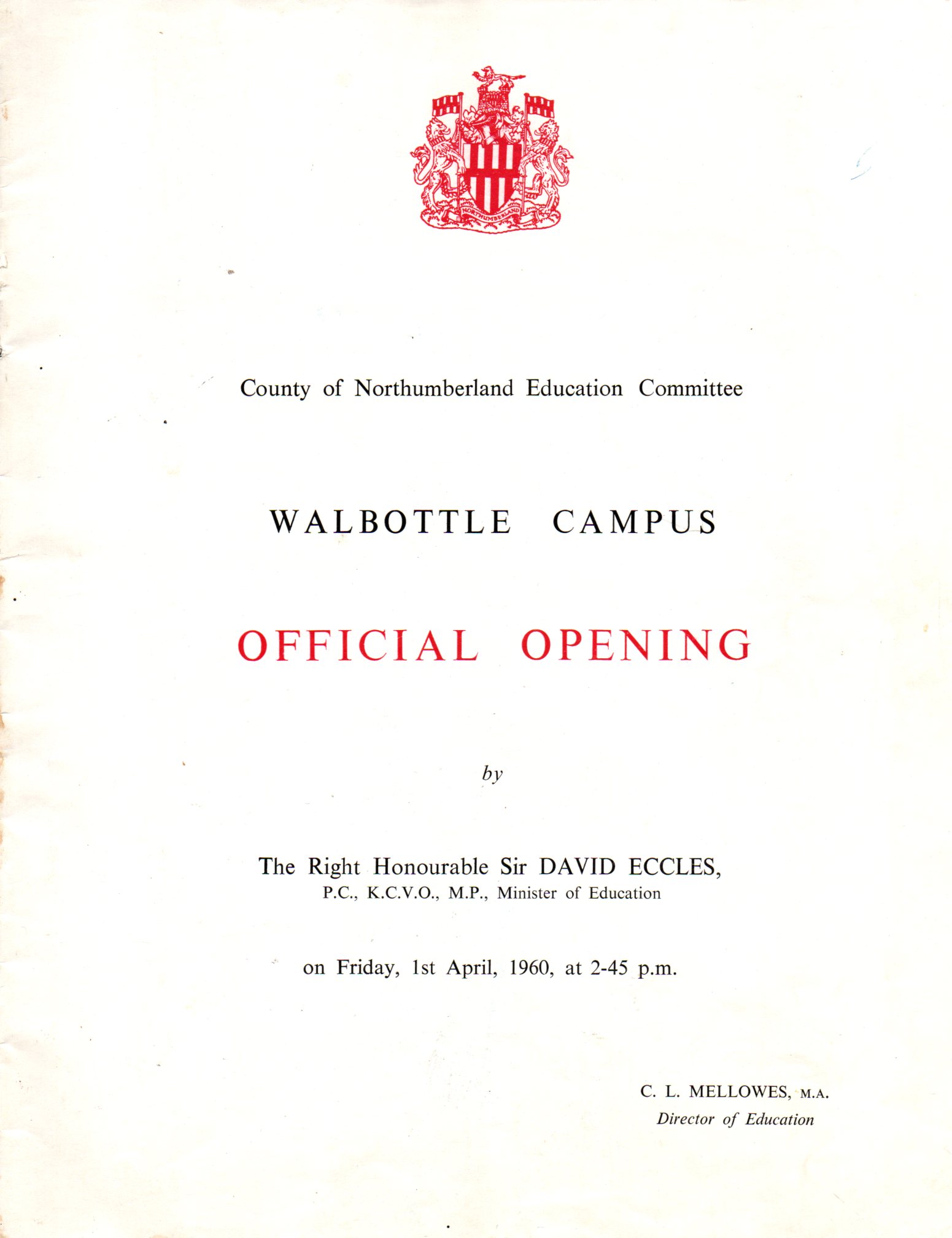 Walbottle Campus Official Opening document