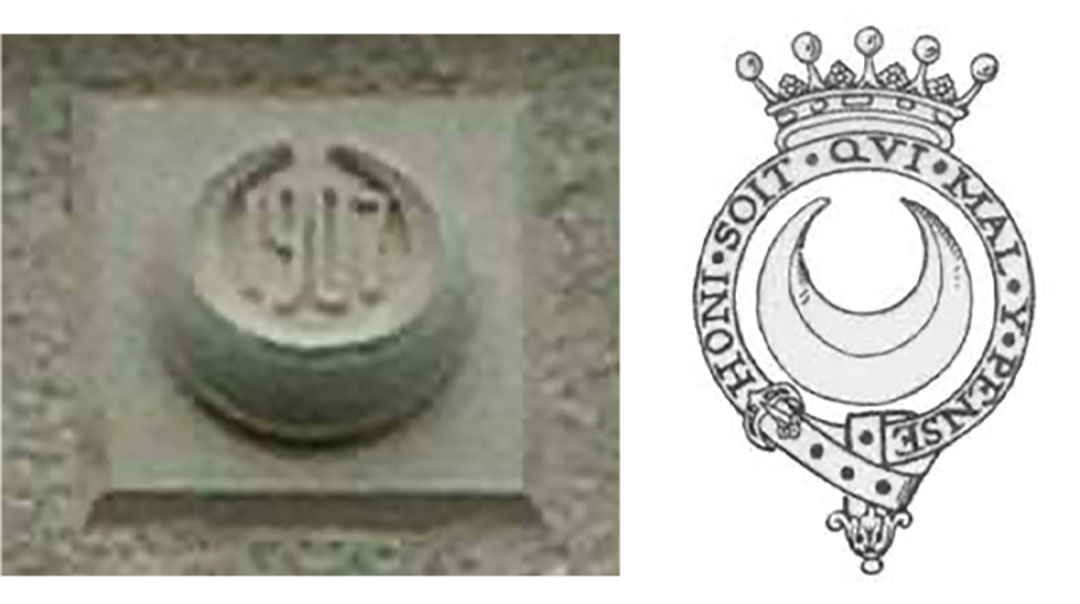 The crescent moon symbol on Walbottle Primary and the family crest of the Duke of Northumberland