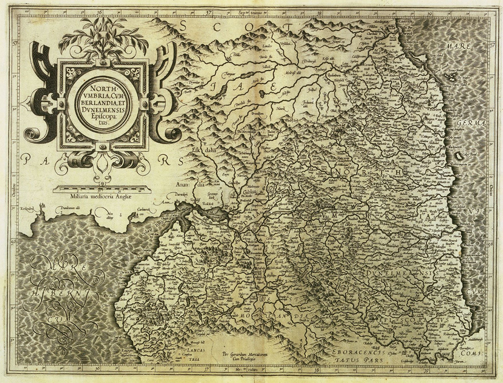 map image of Northumberland, Cumberland and Durham, 1606<