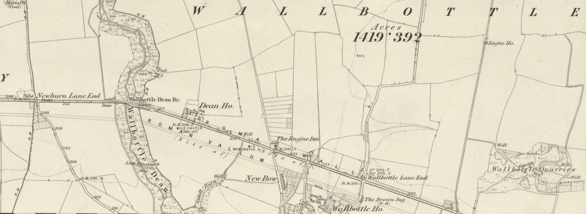 image of an 1895 map of Walbottle village