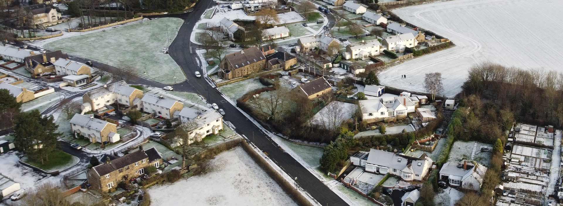 aerial view of Walbottle Village in winter