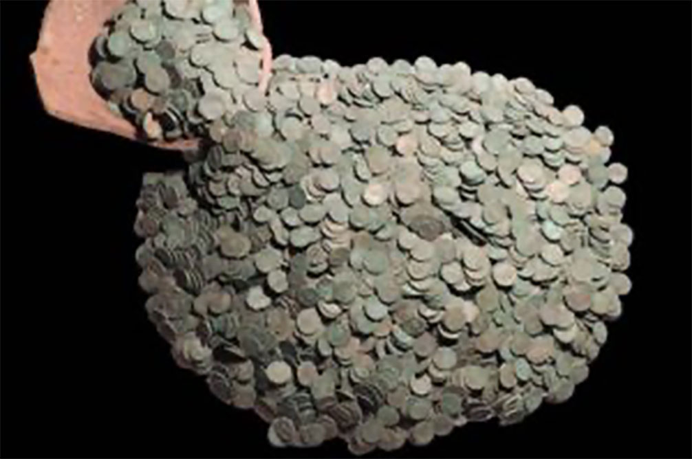Some of the 5,000 coins found that made up part of the Walbottle Hoard
